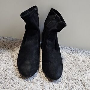 Black Ankle Boots with Suede Texture